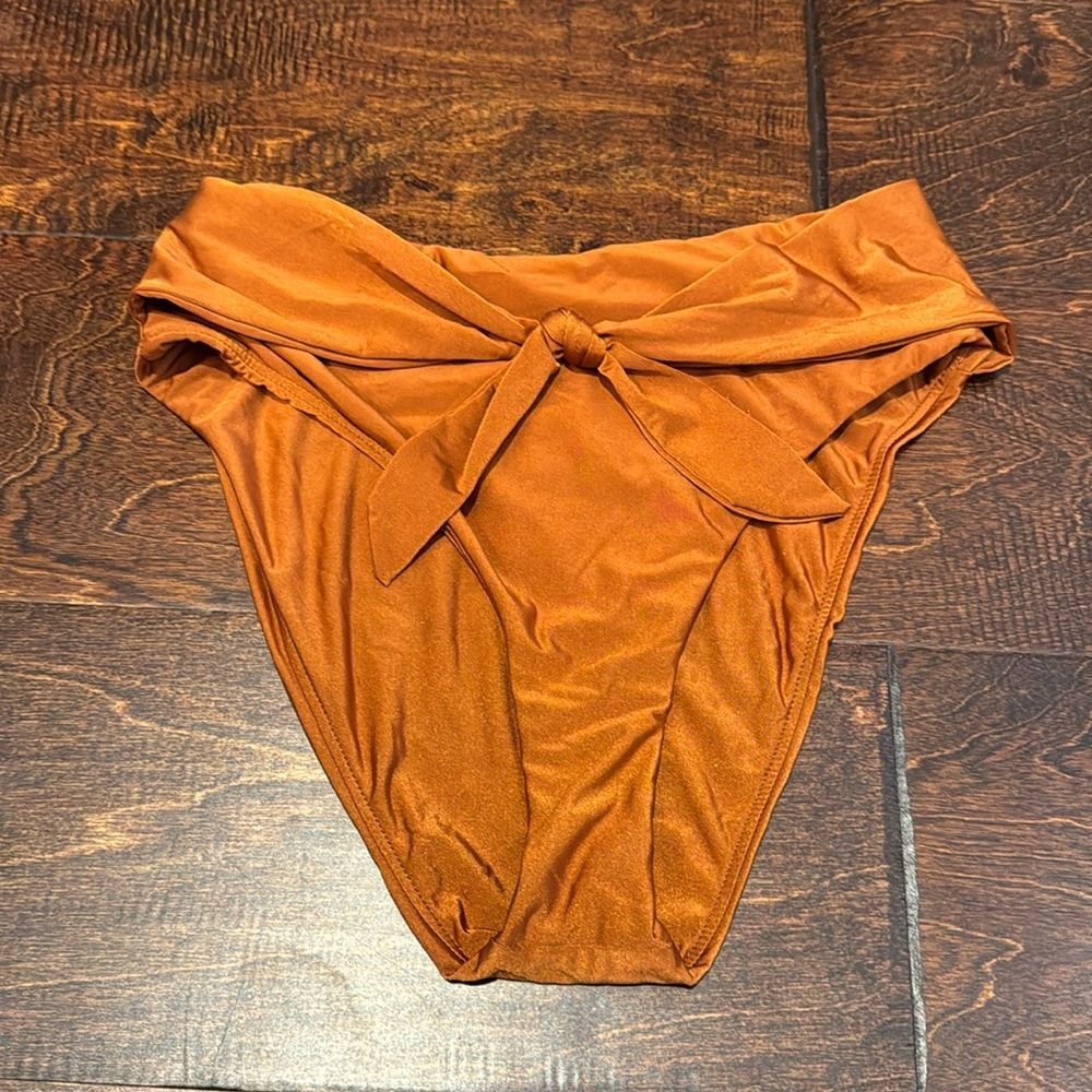 NWOT Good American Swim Bottom Women size 2  Bronze High Rise tie bikini bottoms